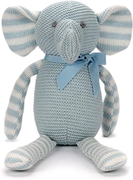 FLUFFYFUN Plush Elephant Stuffed Animal Toy (Blue)