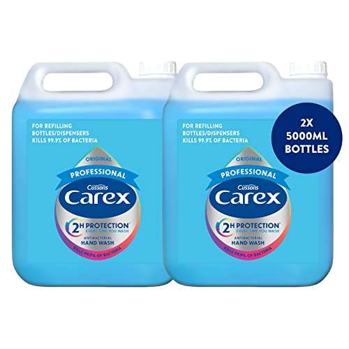 Carex Original Professional Antibacterial Hand Wash - Bulk Buy Refill, Liquid Soap 2 X 5L ( £16.96 - £18.95 with applied voucher & s&s)