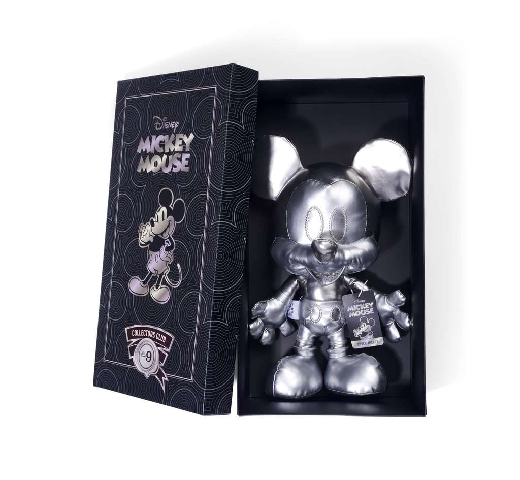 Disney Silver Mickey Mouse - September Edition, Amazon Exclusive, 35 cm Plush Figure in Gift Box Limited Edition Collectible, Soft Toy