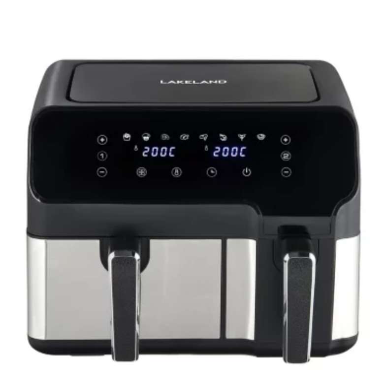 Lakeland Dual Basket Air Fryer 8L – 5L & 3L Independent Non-Stick Cooking Baskets 8 Cooking Settings