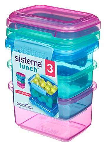 Sistema Lunch Food Storage Containers | 400 ml | Small Snack Pots | BPA-Free Plastic | Assorted Colours | 3 Count
