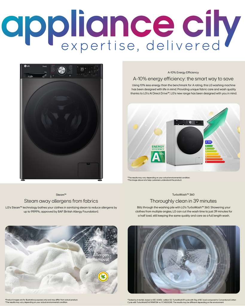 LG F4Y710BBTA1 EZDispense Autodose Steam Washing Machine ( 5 y warranty /10KG / 1400RPM / Black / AI Direct Drive / Wi-Fi / A-rated ) w/code