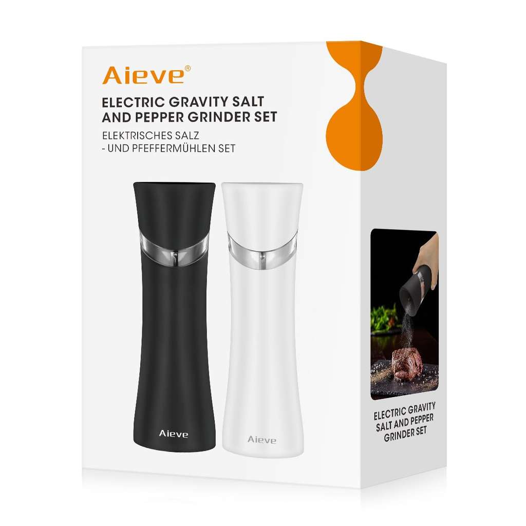 Aieve Gravity Salt and Pepper Grinder Set Sold by AieveDirect