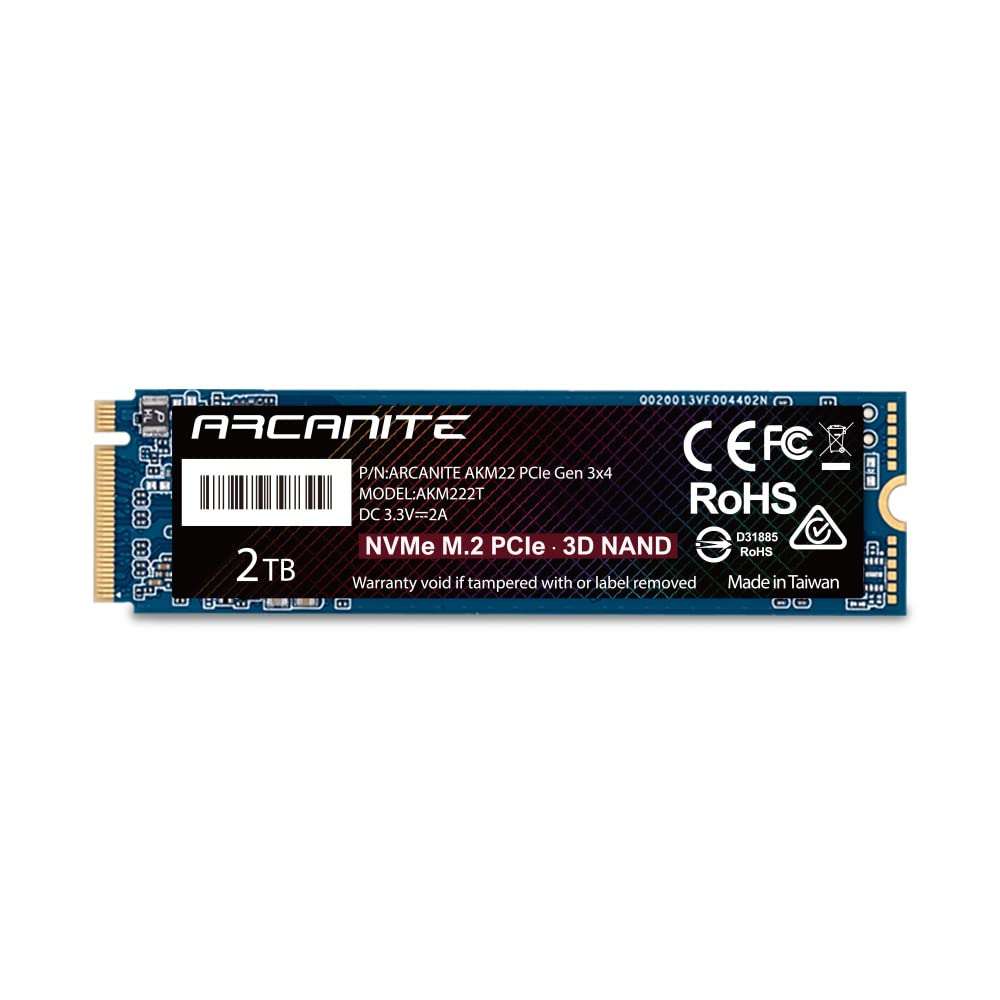 2TB - ARCANITE NVMe M.2 2280 PCIe Gen 3x4 Internal SSD Solid State Drive upto 2400/1800MB/s R/W