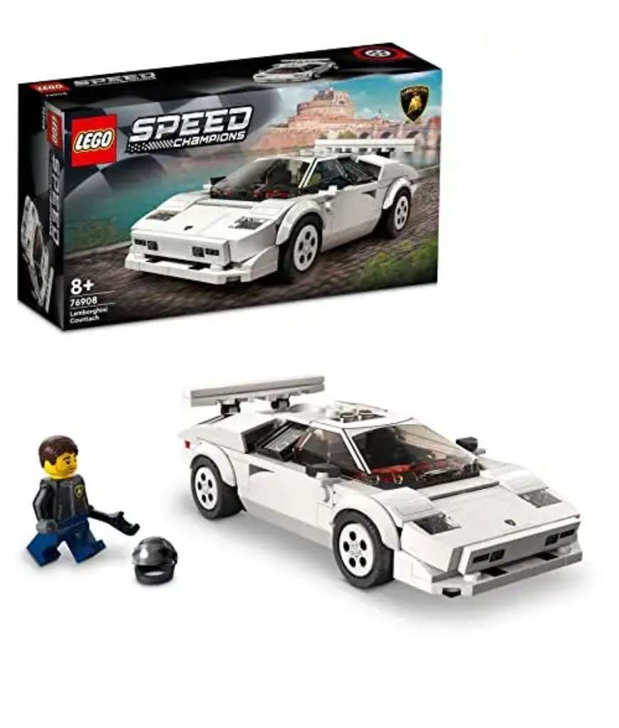 LEGO 76908 Speed Champions Lamborghini Countach, Race Car Toy Model Replica, Building Set + Racing Driver Minifigure - Free Click & Collect