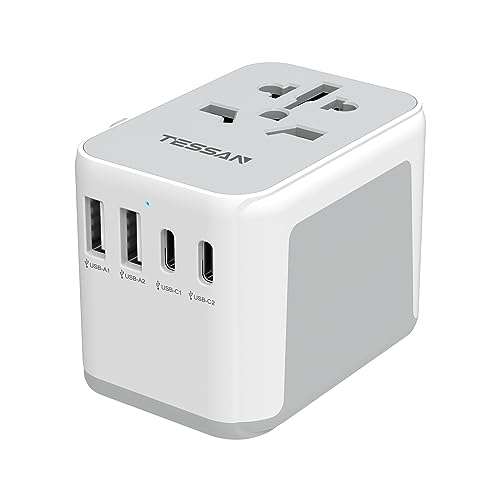 TESSAN Universal Travel Adapter Worldwide with 2 USB C and 2 USB A Ports Sold by Tspower / FBA