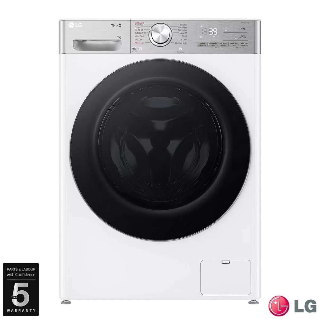 LG F4Y909WCTN4 9kg 1400rpm A Rated Washing Machine + 5 Year Warranty