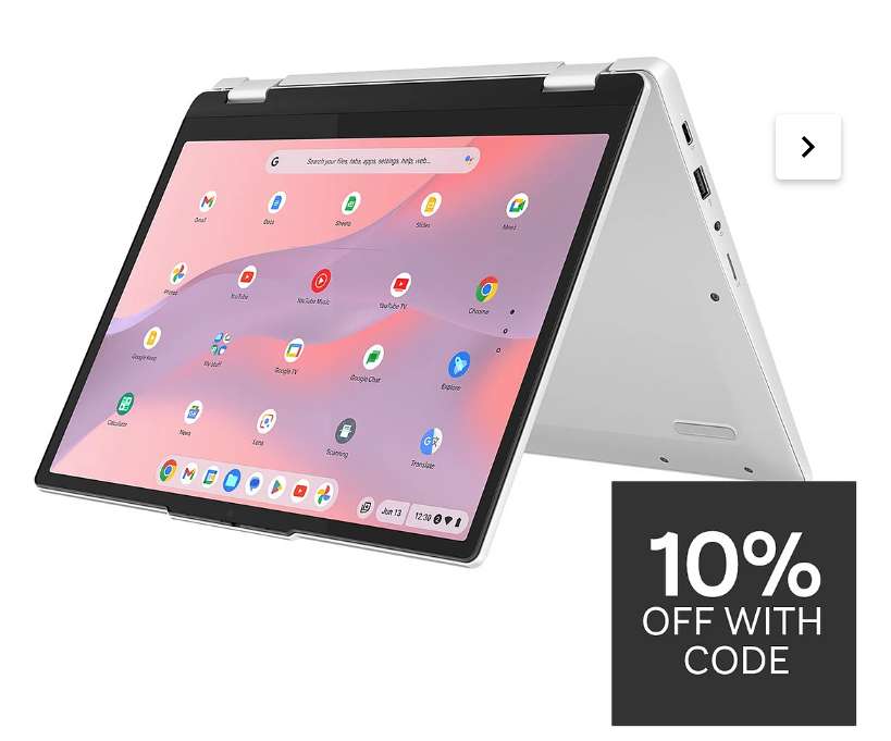 Lenovo IdeaPad Flex 3 Chromebook 2 in 1 - 12.2in FHD IPS, Intel N100, 8GB RAM, 128GB SSD, USB-C PD - Cloud Grey W/Code free C&C