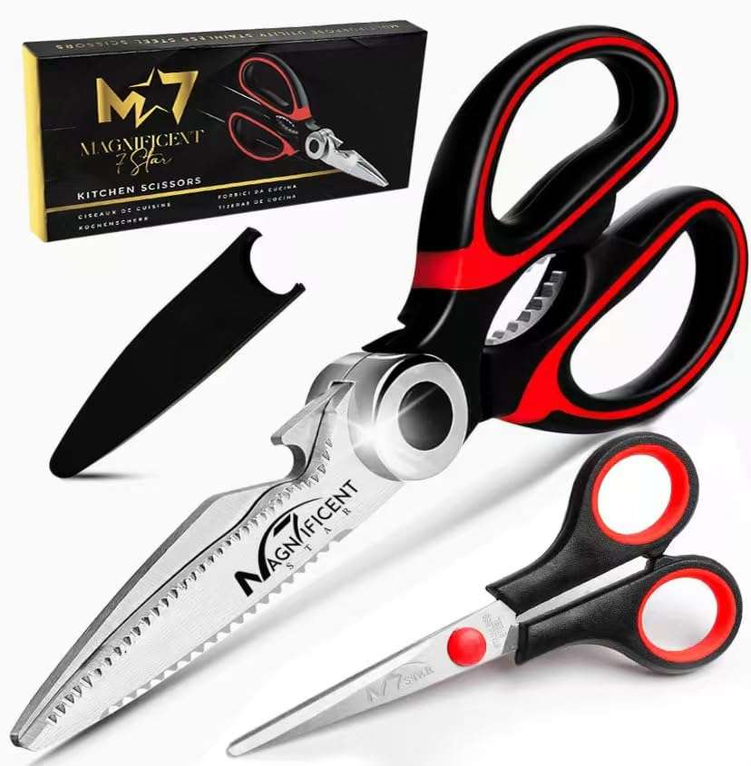 Magnificent Kitchen Scissor, Heavy Duty with Safety Cover & Soft Grip, Multi-Functional, for Meat Poultry Herbs Sold by MAGNIFICENT 7 STAR