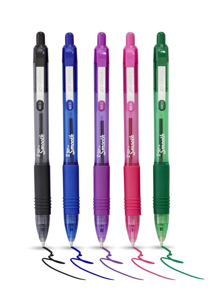 ZEBRA Pen Z Grip Smooth Multi- Coloured & Black Ballpoint retractable Pens, Multipack - 5 pack - w/applied voucher at checkout