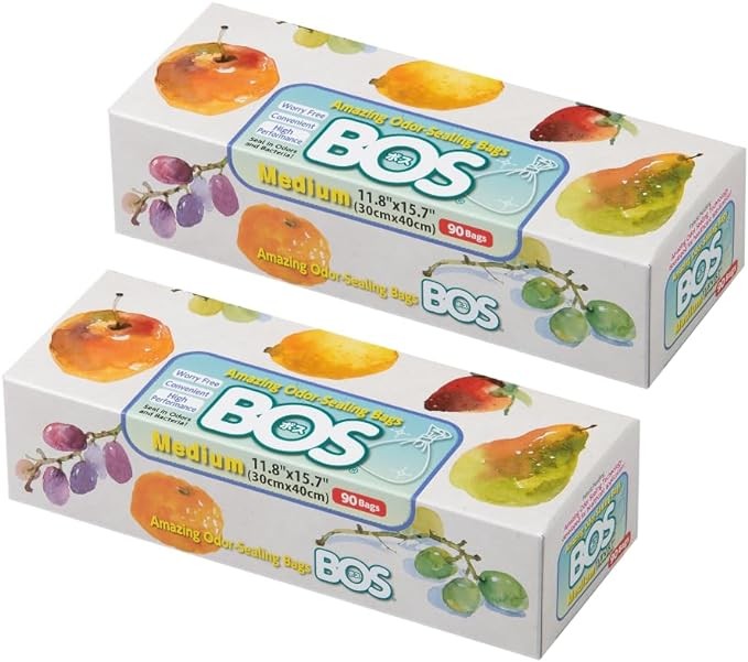 BOS Amazing Odor Sealing Disposable Bags for Diapers, Pet Waste, Food Waste or any Sanitary Product Disposal -Durable and Unscented [Size:M, Color:White] (90 count, Pack of 2) (180 Bags)