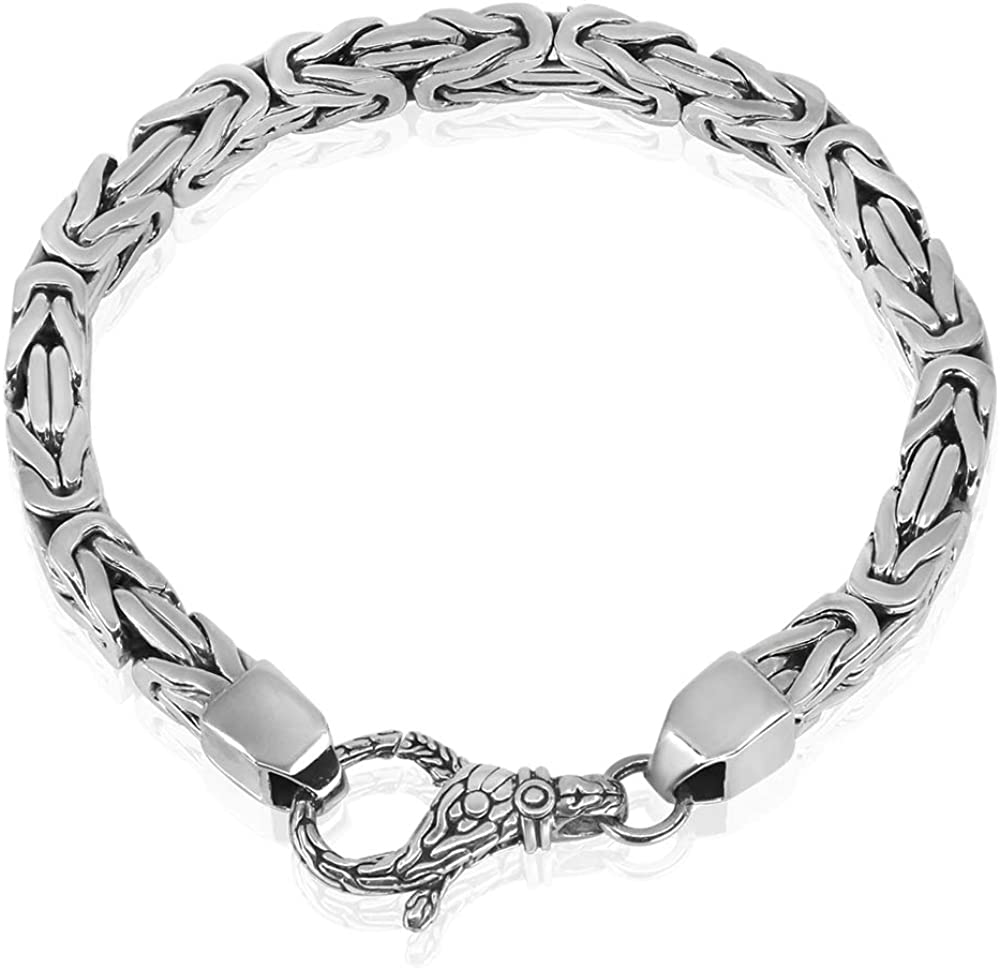 Silver Lobster Clasp - Solid 925 Sterling Silver Men's Bracelet Thickness 5MM / 7MM - Made in Thailand