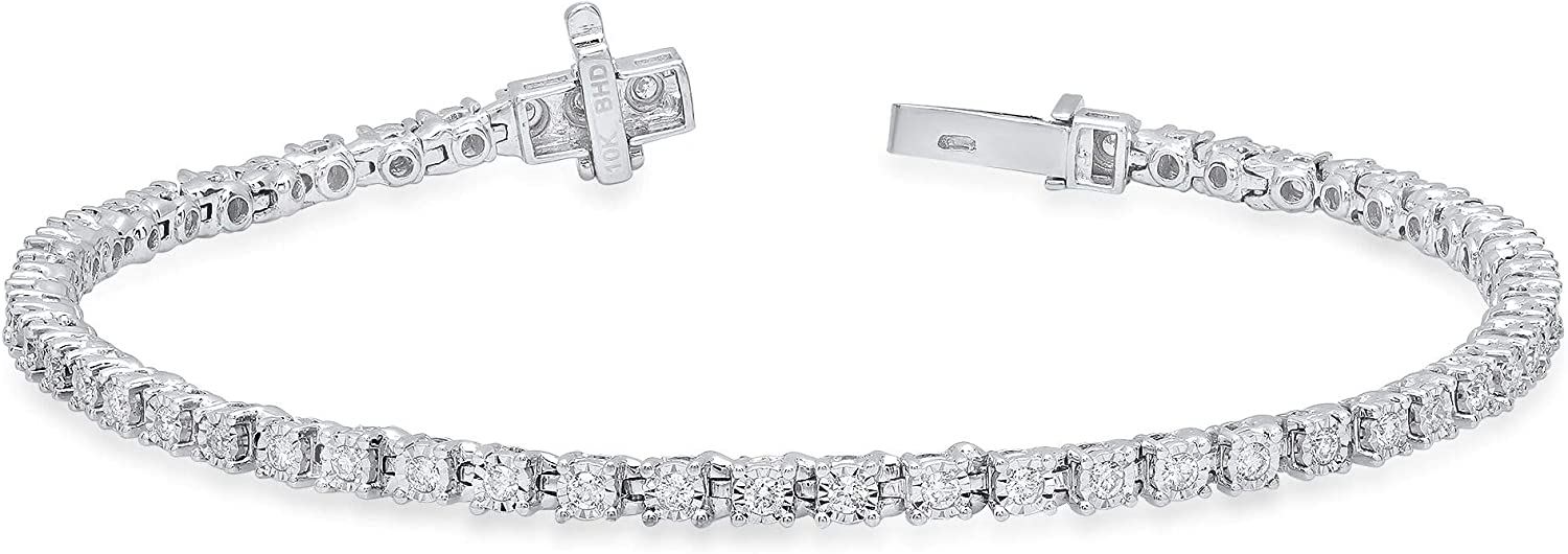 10K White Gold Fantasy Bracelet with Miracle Plate 0.74CTW (GH/I1)