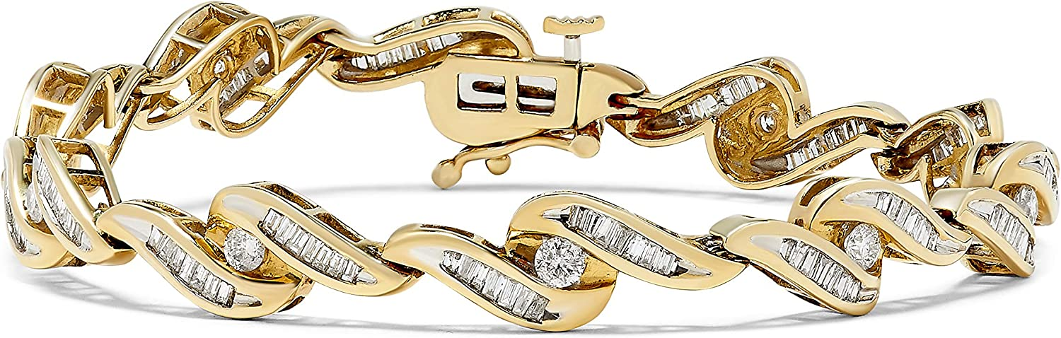 2.5ct Diamond Bypass Bracelet in 14k Yellow Gold