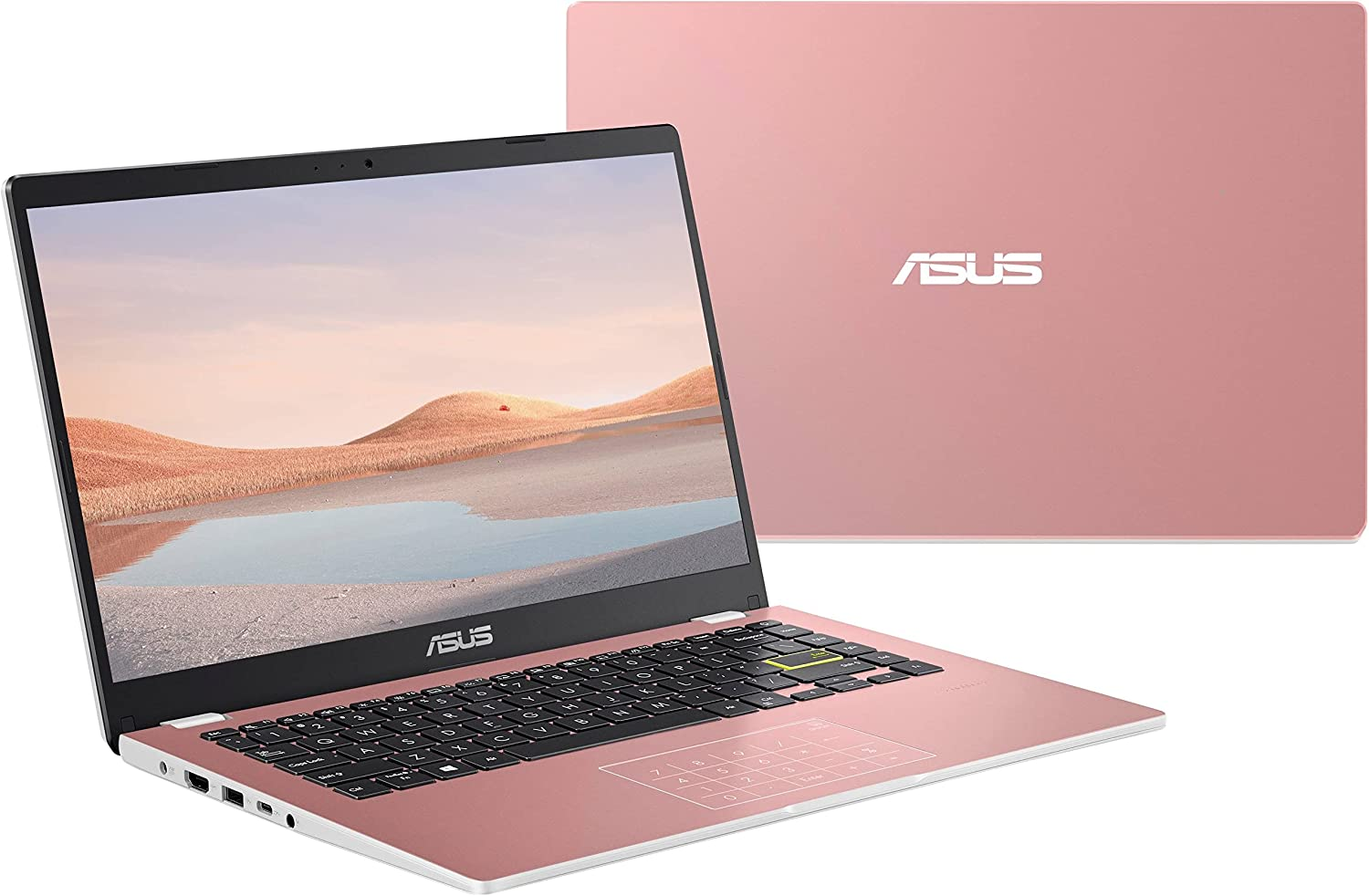 2022 ASUS 14" Thin and Light Business Student Laptop, Intel Celeron N4020 Processor, 4GB DDR4 RAM, 320 GB Storage, 12 Hours Battery, Webcam, Zoom Meeting, Win11+1 Year Office 365, Rose Gold