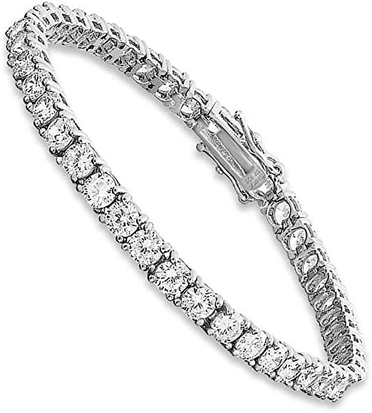 SHKA Tennis Bracelet with Swarovski Elements Crystal Jewelry Lady Valentines Gift Mother’s Day Zirconia Platinum Plated