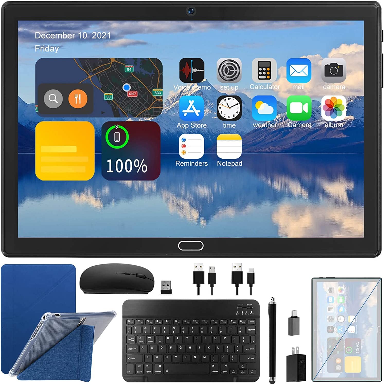 Tablet 10 inch Android 11 4G LTE Tablet PC 2 Sim Slot, 4GB RAM 64GB ROM 128GB Expandable, Google Certified Octa-Core Tablet with Keyboard Pen Case 13+5MP Camera,Phone Call,Bluetooth WiFi GPS Video